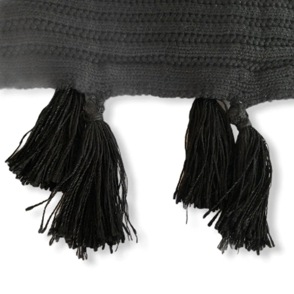 Catherine Malandrino Black Knit Tassel Fringe Pullover Top Size Large NEW - Picture 6 of 12